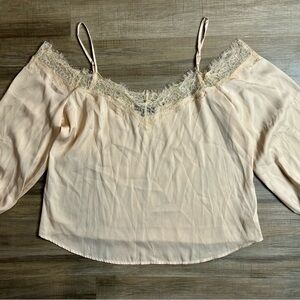 Guess Cream Lace Off-Shoulder Blouse
